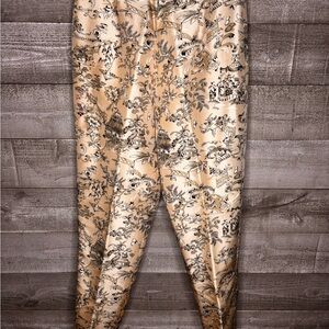 Allison Taylor vintage 100% silk gold oriental Printed Dress Pants